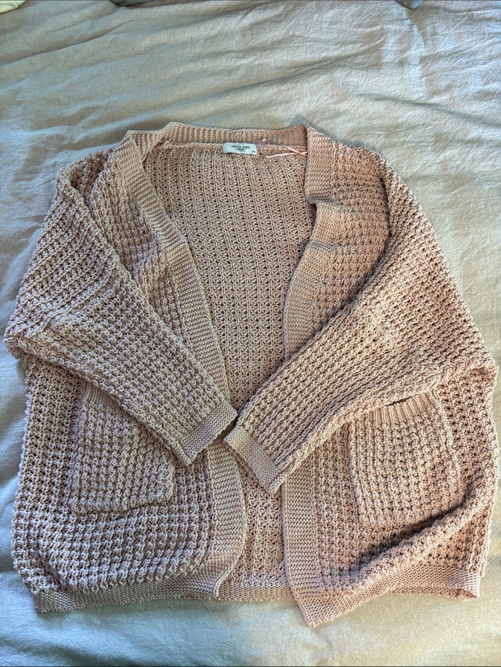 Oversized Chunky Knit Cardigan Sweater - Blush